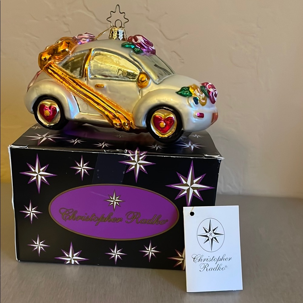 Christopher Radko Rolls-Royce just married car Ornament